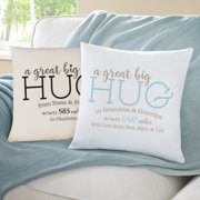 Personalized Hugs From Far Away Throw Pillow - Available in 2 Colors