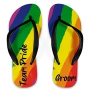 Rainbow Groom Flip Flops