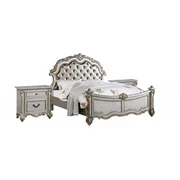 Silver Finish Wood Queen Panel Bed Set 3Pc Transitional Cosmos Furniture Melrose