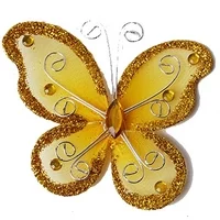 Set of 24 pcs- ORGANZA BUTTERFLY Craft Wedding party decorations 2" Gold