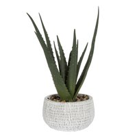 Better Homes & Gardens Faux Aloe Plant in White and Black Stone Planter, 11" x 6.5"