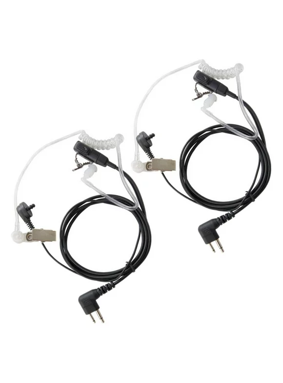 HQRP Set: 2PCS 2-Pin Hands Free with Earpiece and Push-to-Talk Microphone for Motorola Radio Devices DTR Series: DTR550 DTR650 DTR410