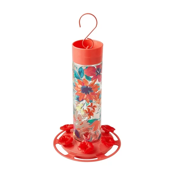 The Pioneer Woman Fresh Floral Decorative Glass Hummingbird Feeder