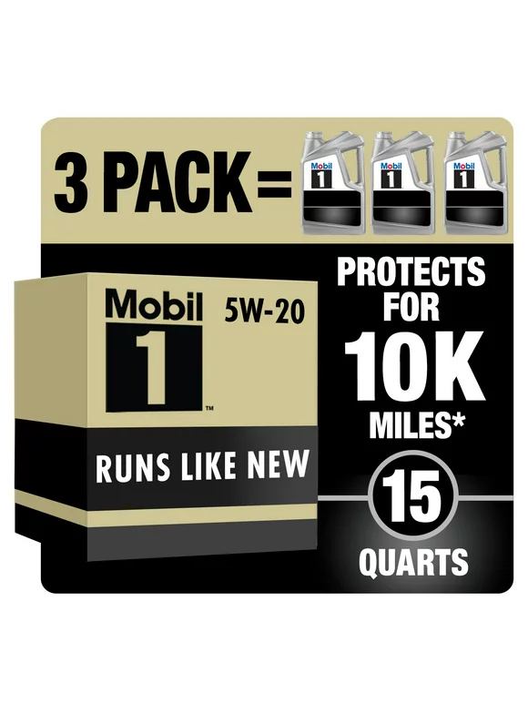 Mobil 1 Advanced Full Synthetic Motor Oil 5W-20, 5 qt  (3 Pack)