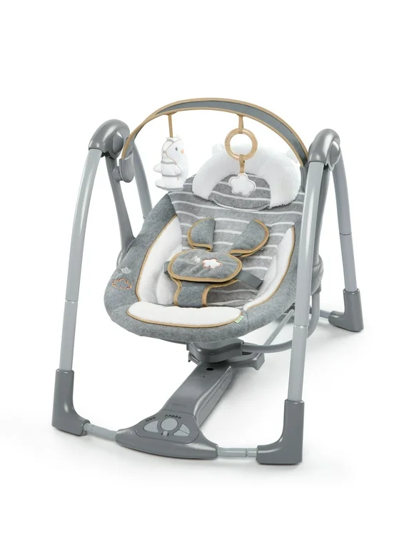 Ingenuity Boutique Collection Deluxe Swing 'n Go Portable Baby Swing - Bella Teddy (Unisex)