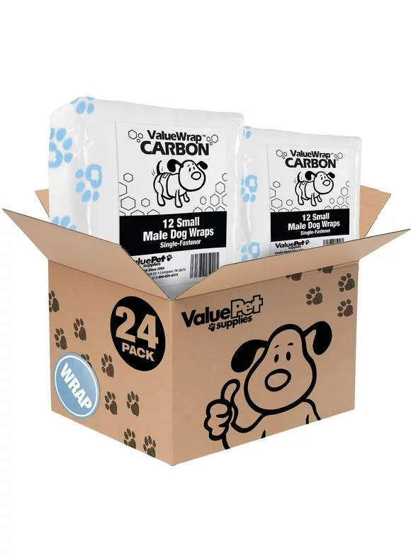 ValueWrap Male Wraps, Disposable Dog Diapers, Carbon, 1-Tab Small, 24 Count