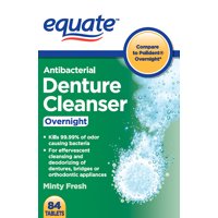 Equate Minty Fresh Overnight Antibacterial Denture Cleanser Tablets, 84 Count