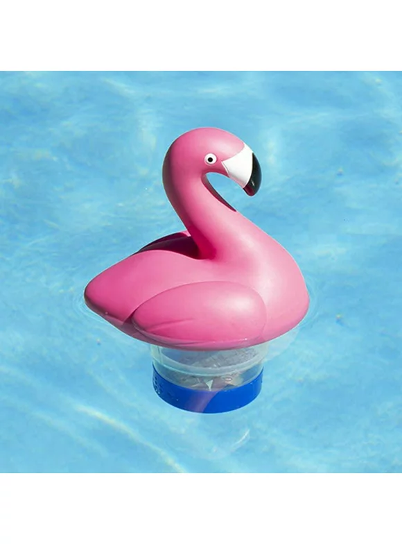 Chlorine Floater Floating Chlorine Dispenser, Cute Flamingo Shape Floating Pool Chlorinator Chlorine Basket for Chemical Tablets Fits 3 inch Tabs for Pool Spa