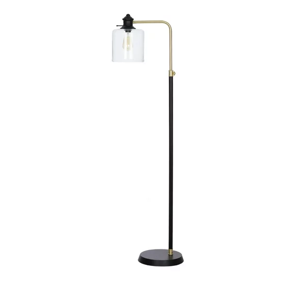 Cresswell Lighting 58" Modern Farmhouse Black/Gold Task Floor Lamp with Bulb