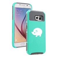 For Samsung Galaxy S7 Shockproof Impact Hard Soft Case Cover Hedgehog (Teal-Gray)
