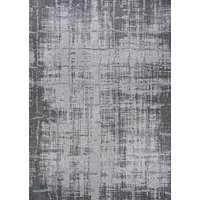 5.5' x 9.5' Gray and White Contemporary Rectangular Outdoor Area Throw Rug