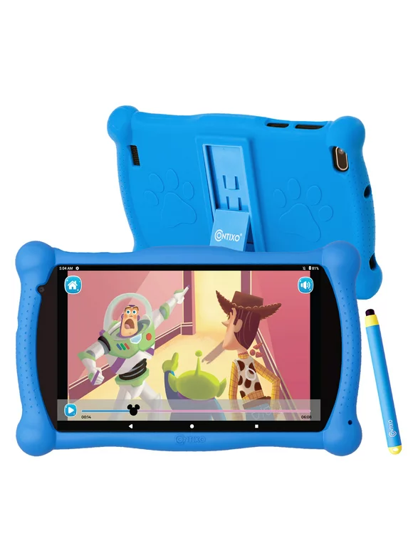 Contixo 7" Kids Learning Tablet IPS HD Screen, WiFi, Android 11, 2GB RAM, 32GB ROM, Protective Case with Kickstand and Stylus, Age 3-7, V10-Blue