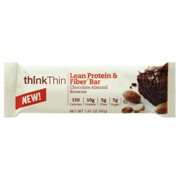 thinkThin Chocolate Almond Brownie Lean Protein & Fiber Bar, 1.41 Oz (Pack of 10)