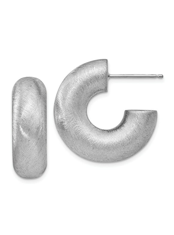 Sterling Silver J Hoop Post Earrings