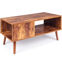 Best Choice Products Wooden Mid-Century Modern Retro Coffee Table, Indoor Furniture w/ Open Storage Shelf