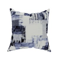 Decorative Throw Pillow Cover, 18 x 18, Blue, Gray and White, Painterly Texture Abstract Geometric Pattern on Poly satin Creating an Effortlessly Modern Sense of Style Living Room, Bed, and Sofa.