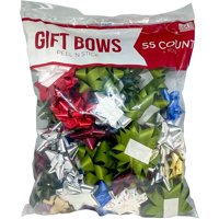 Berwick Offray Premium Holiday/Christmas Peel N Stick Gift Bows - 4 Sizes & Assorted Colors (55 Bows)