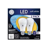 GE Lighting 67591 Dimmable LED A19 Light Bulb with Medium Base, 9-Watt, Soft White, 2-Pack