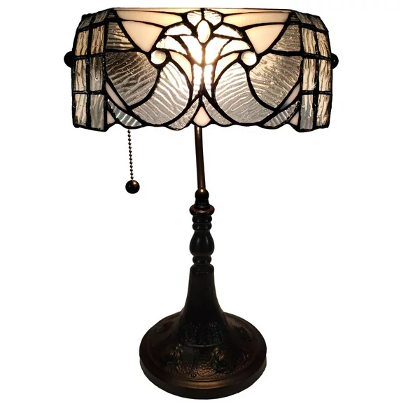 Amora Lighting Tiffany Style Vintage Banker Lamp - 16" Tall