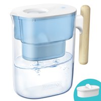 10-Cup Water Filter Pitcher with 1 Filter with 1 Filter, Long-lasting (200 gallons) Reduces Lead, BPA Free Blue