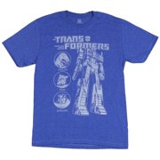 Transformers Mens T-Shirt - Optimus Prime Stand Tall Next to Character Circles