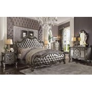 Acme Furniture 26840Q Versailles II Silver PU Antique Platinum Queen Bed Set 5Pc