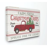 Stupell Industries Farm Fresh Christmas Trees Red Truck Holiday Word DesignCanvas Wall Art By Artist Jennifer Pugh