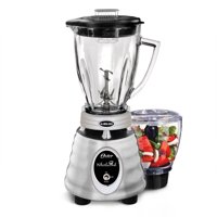 Oster Whirlwind Heritage Blend 1000 Plus 2 Speed Blender in Chrome with Food Processor and 6 Cup Glass Blender Jar