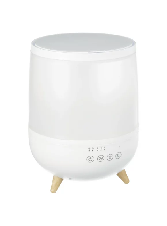Equate Ultrasonic Humidifier, Diffuser, Cool Mist, Visible Mist, Filter-Free, 0.5 Gallon, White and Wooden