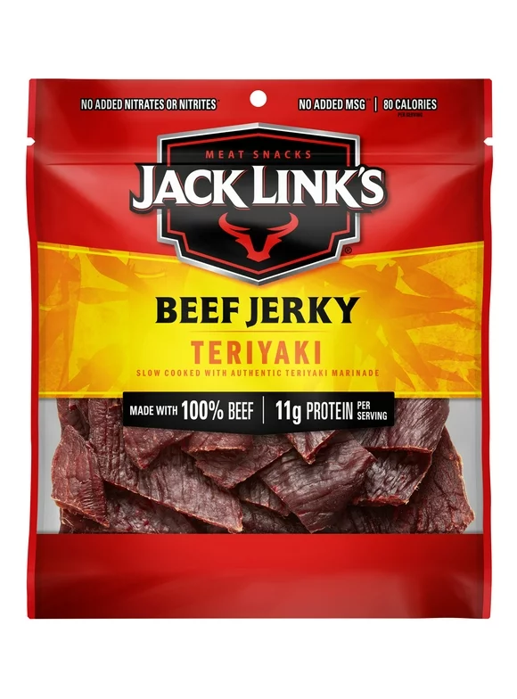 Jack Links Beef Jerky, Teriyaki, 100% Beef, 11g of Protein per Serving, 2.85 oz Bag