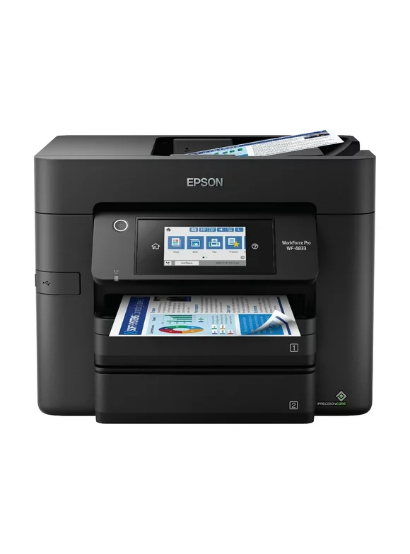 Epson WorkForce Pro WF-4833 Wireless All-in-One Printer with Auto 2-Sided Print, Copy, Scan and Fax, 50-Page ADF, 500-Sheet Paper Capacity, and 4.3" Color Touchscreen
