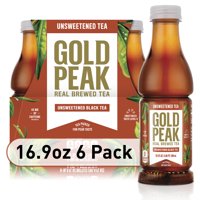 Gold Peak Unsweetened Black Iced Tea Drink, 16.9 fl oz, 6 Pack