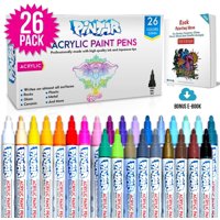 PINTAR Premium Acrylic Paint Pens - (26 Colors) Medium Tip Pens For Rock Painting, Ceramic Glass, Wood, Paper, Fabric & Porcelain, Water Resistant Paint Set, Surface Pen, Craft Supplies, DIY Project