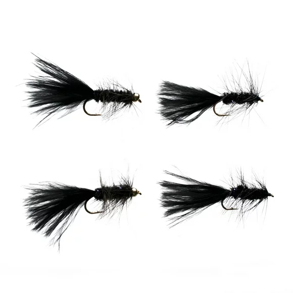 Cortland Fairplay Black Wooly Bugger Fly, Size 10, 4 Pack, 709362