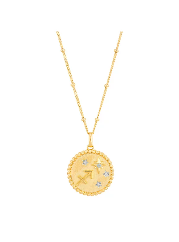 Brilliance Fine Jewelry Sagittarius Symbol Pendant in Sterling Silver and 14K Gold Plate,20"