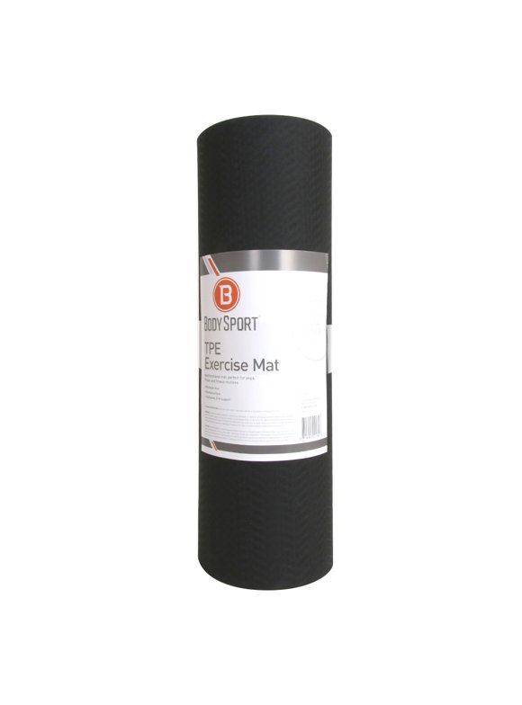 Body Sport® TPE Exercise Mat – 72 in. Black – Neoprene Mat – Non-Slip Yoga Mat – Sport Mat – Impact Mat – Exercising Mat