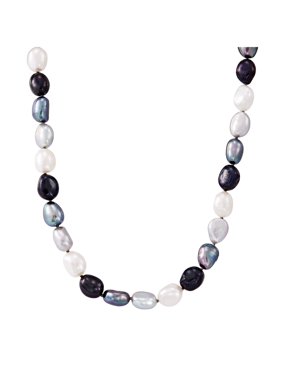 Honora 8-9 mm Tuxedo Baroque Freshwater Cultured Rice Pearl Strand Necklace in Sterling Silver