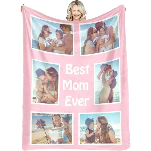 Custom Face Blanket Personalized Throw Blankets with Photo Picture Gifts for Dad Mom Grandpa Fathers Day Birthday