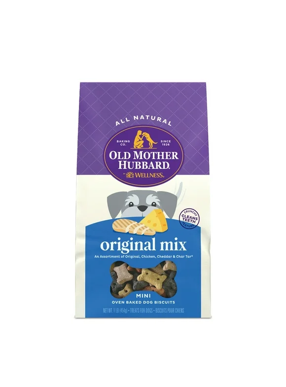 Old Mother Hubbard By Wellness Classic Original Mix Baked Biscuit Treats for Dogs, Mini 16 Ounce Bag