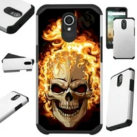 For AT&T Axia Cricket Vision (2018) Case Hybrid TPU Fusion Phone Cover (Skull Fire)