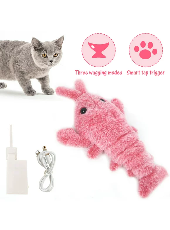 VONTER Electric Floppy Lobster Cat Toys,Squeaky Dog Toy for Aggressive Chewers - Interactive Dog Chew Toys,Rubber Dog Teething Toy for Small Middle and Large Dog, Milk Favored (Pink)