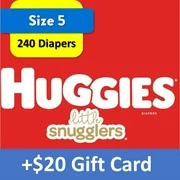 [$20 Savings] Buy 2 Huggies Diapers Little Snugglers, Size 5, 120  Ct with $20 Gift Card