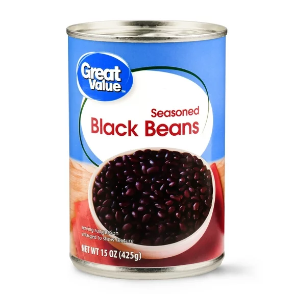 Great Value Seasoned Black Beans, 15 oz Can