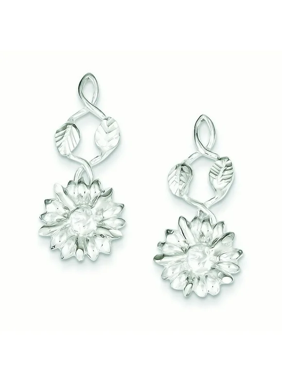 925 Sterling Silver Flower Dangle Post Earrings Jewelry Gifts for Women - 2.8 Grams