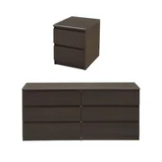 Scottsdale 2 Piece 6 Drawer Double Dresser and 2 Drawer Nightstand Set in Coffee