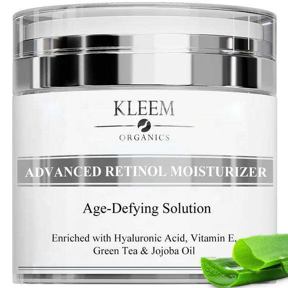 KLEEM ORGANICS Retinol Moisturizer - Anti Wrinkle Cream to Reduce Wrinkles, Dark Spots and Sun Damage - Best for Face, Neck & Dcollet with 2.5% Retinol and Hyaluronic Acid -Best Results in 6 Weeks