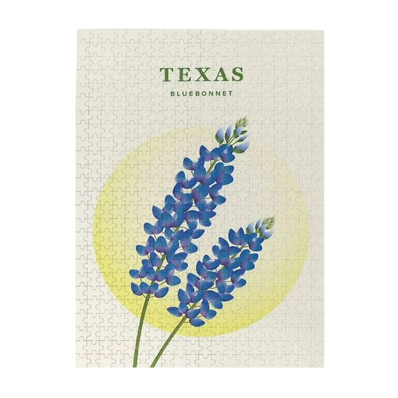 Texas State Flower Puzzle, Bluebonnet Illustration, Texas Puzzle, Bluebonnet Print, Texas Gift, Southwest Travel Art,Jigsaw Puzzle 500 Puzzle Pieces,Puzzle Enthusiasts