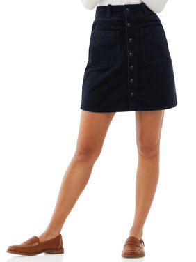 Free Assembly Womens Corduroy Button-Front Skirt