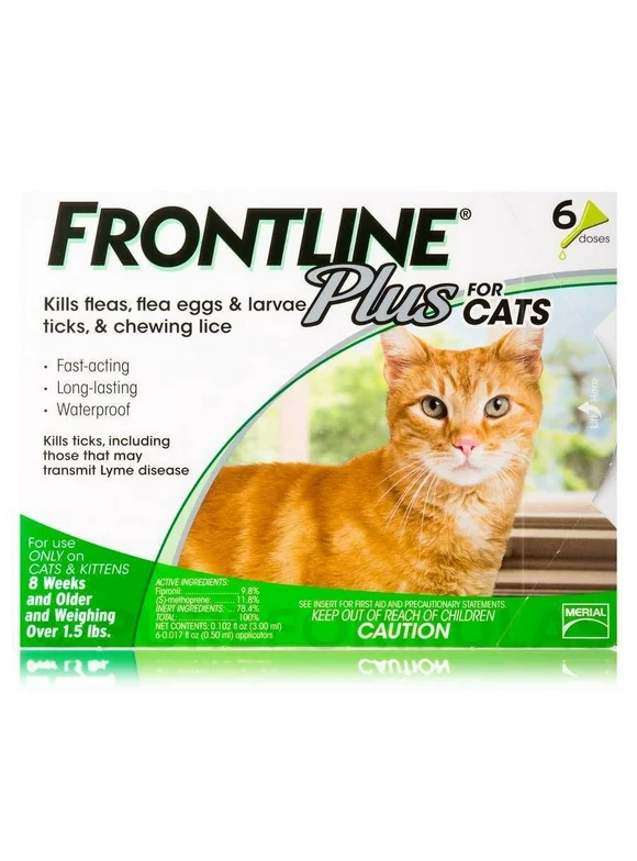 Frontline Plus Feline Cats 6 Doses Fleas Ticks Lice Waterproof