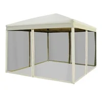 Outsunny 10' x 10' Easy Pop Up Canopy Shade Tent with Mesh Sidewalls - Beige